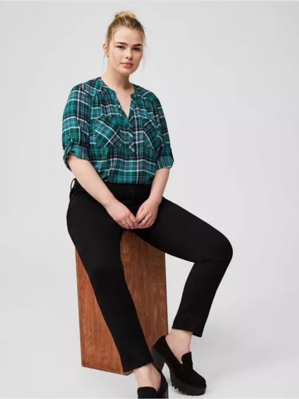 torrid Green and Navy Plaid Harper Top